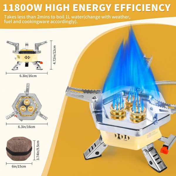 11800W Portable Windproof Camping Stove Lightweight Camp Stove Collapsible Backpacking Stove with EVA Box for Outdoor Camping Cooking Hiking and Picnic - Image 2