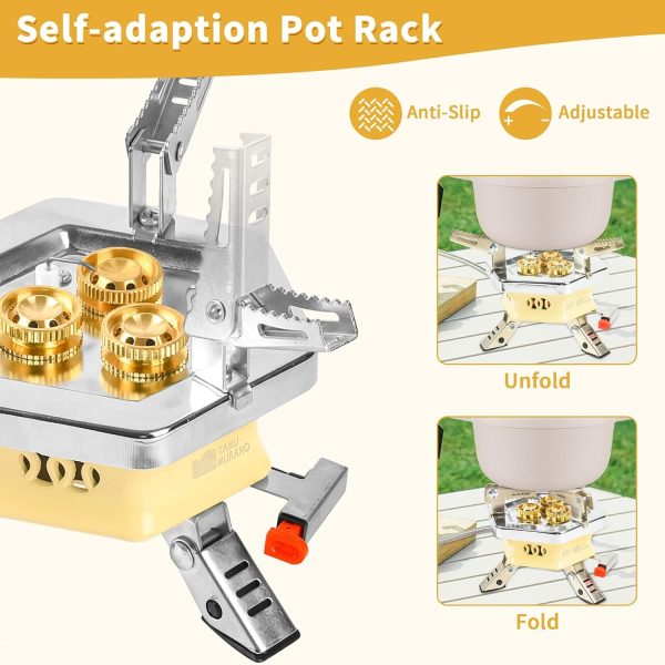 11800W Portable Windproof Camping Stove Lightweight Camp Stove Collapsible Backpacking Stove with EVA Box for Outdoor Camping Cooking Hiking and Picnic - Image 4