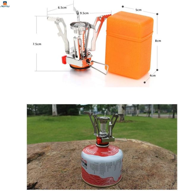 AOTU Portable Camping Stoves Backpacking Stove with Piezo Ignition Stable Support Wind-Resistance Camp Stove for Outdoor Camping Hiking Cooking - Image 6