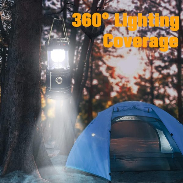 Collapsible Portable LED Camping Lantern XTAUTO Lightweight Waterproof Solar USB Rechargeable LED Flashlight Survival Kits for Indoor Outdoor Home Emergency Light Power Outages Hiking Hurricane 4-Pack - Image 2