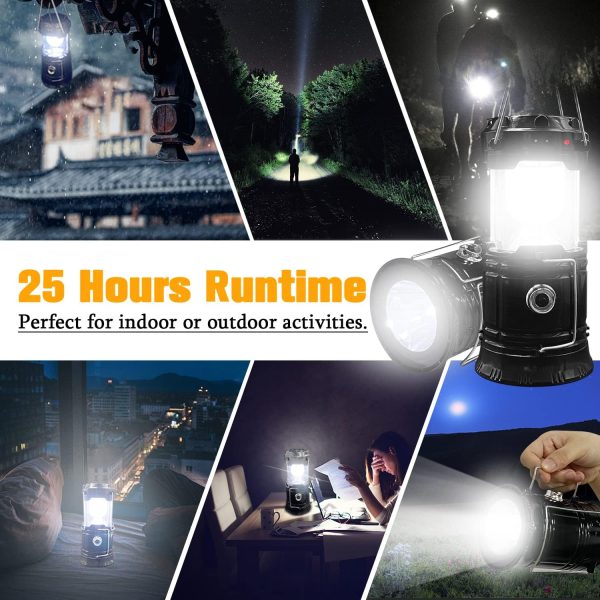 Collapsible Portable LED Camping Lantern XTAUTO Lightweight Waterproof Solar USB Rechargeable LED Flashlight Survival Kits for Indoor Outdoor Home Emergency Light Power Outages Hiking Hurricane 4-Pack - Image 4