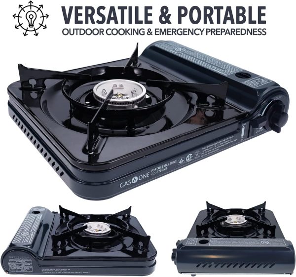 GAS ONE NEW 10,000 BTU CSA List Portable Butane Gas Stove with Carrying Case CSA Listed- Midnight - Image 6