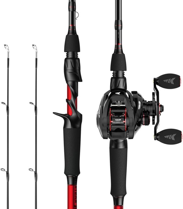 KastKing Royale Legend II Twin Tip Fishing Rod and Reel Combos, Spinning & Casting Combo, IM6 Graphite 2Pc Blanks, Extra Backup Tip Section, Stainless-Steel Guides, KastFlex Technology, EVA Handles