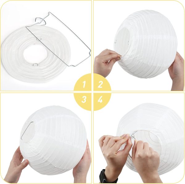 LIHAO 16 Inch White Round Paper Lanterns (10 Pack) - Image 5