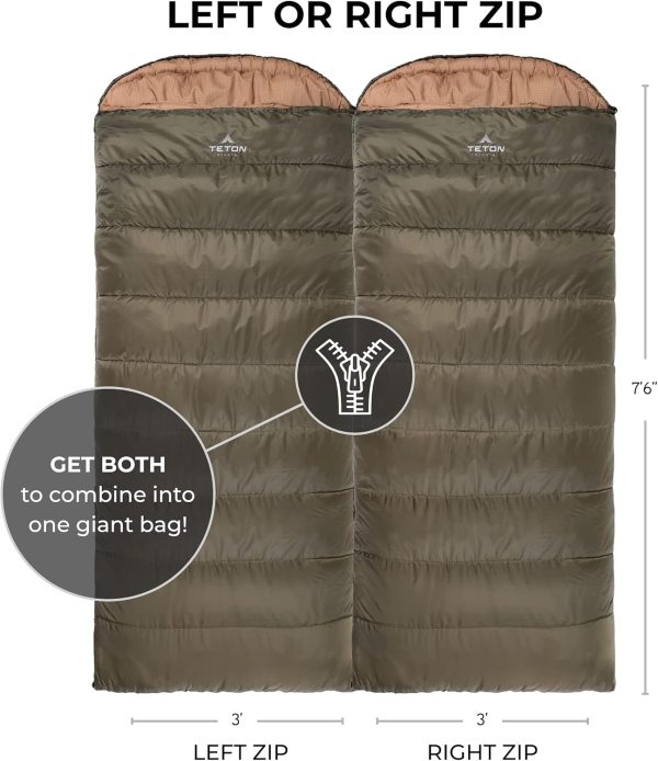 TETON Celsius XL, -25F, 20F, 0F Degree Sleeping Bags, All Weather Warm Sleeping Bag for Adults and Kids, Camping Season, Compression Sack Included - Image 2