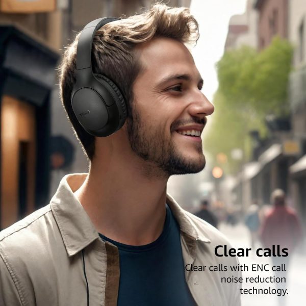 TOZO Bluetooth 5.4 Over Ear Headphones, ENC Call Noise Cancelling Mic, Foldable Wireless Headset, 70H Playback, Deep Bass Stereo Sound, Customizable EQ via Button & App, for Travel and Home, Upgraded - Image 4