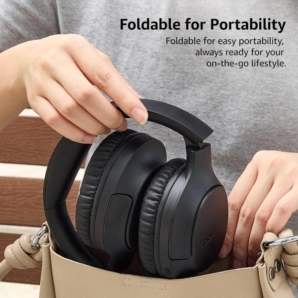 TOZO Bluetooth 5.4 Over Ear Headphones, ENC Call Noise Cancelling Mic, Foldable Wireless Headset, 70H Playback, Deep Bass Stereo Sound, Customizable EQ via Button & App, for Travel and Home, Upgraded - Image 6