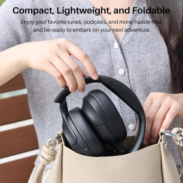 TOZO HT2 Hybrid Active Noise Cancelling Headphones, Wireless Over Ear Bluetooth Headset, 60H Playtime, Hi-Res Audio Custom EQ via App Deep Bass Comfort Fit Ear Cups, for Home Office Travel Black - Image 9